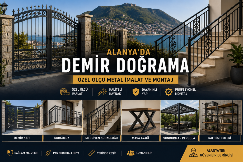 Alanya demir doğrama, demir kapı, korkuluk, masa ayağı ve pergola imalatı